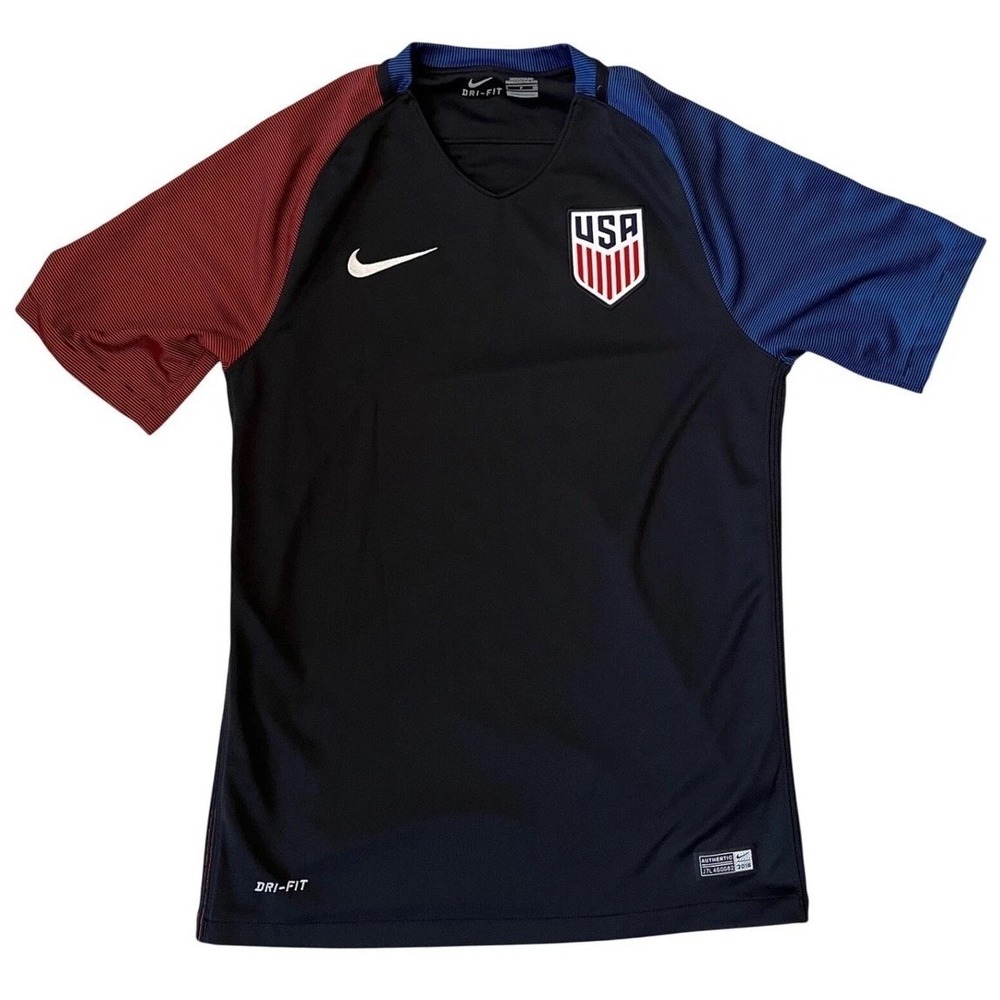 Nike Dri-FIT‎ USA Soccer Jersey Mens Small Black Red Blue Training Top V-Neck